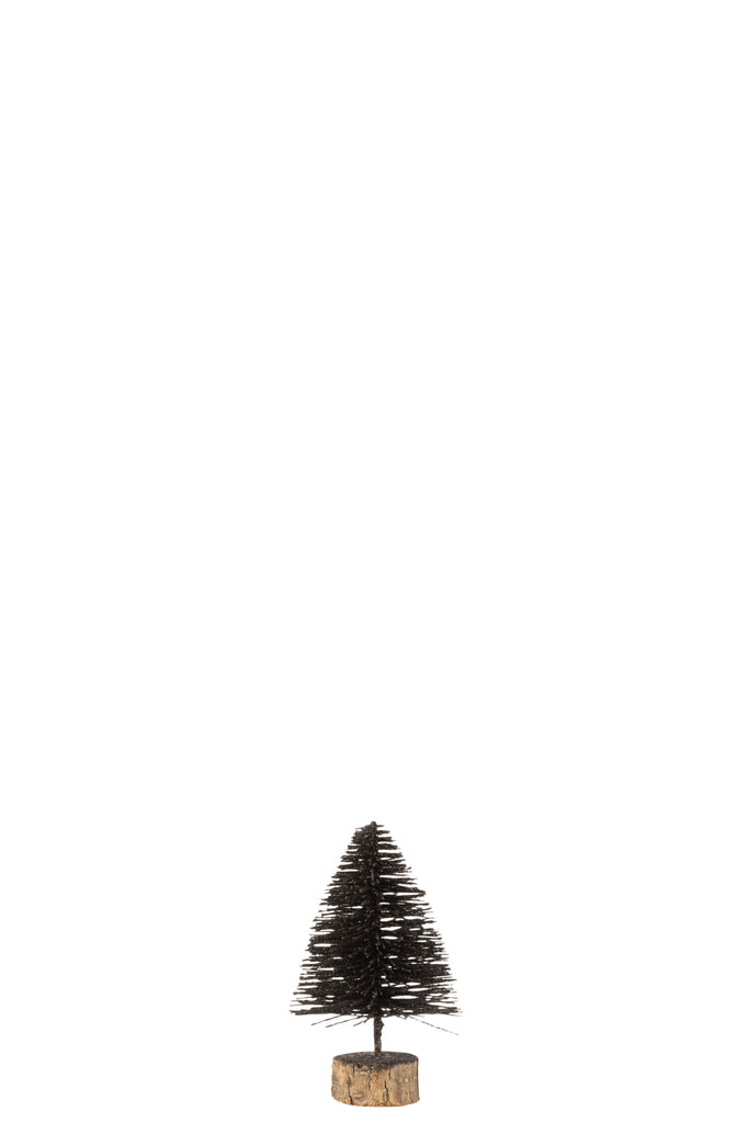 J-Line Kerstboom Deco Plastic Glitter Zwart Extra Klein