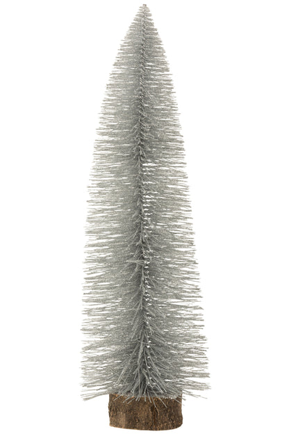 J-Line Christmas Tree Deco Plastic Glitter Silver Large