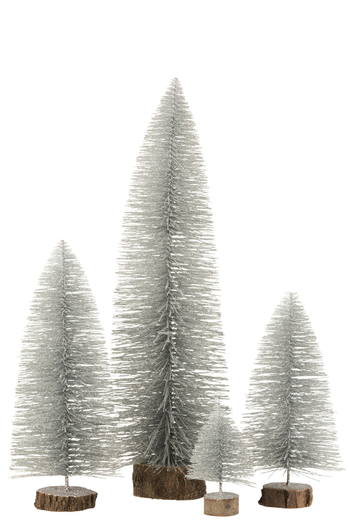J-Line Christmas Tree Deco Plastic Glitter Silver Large