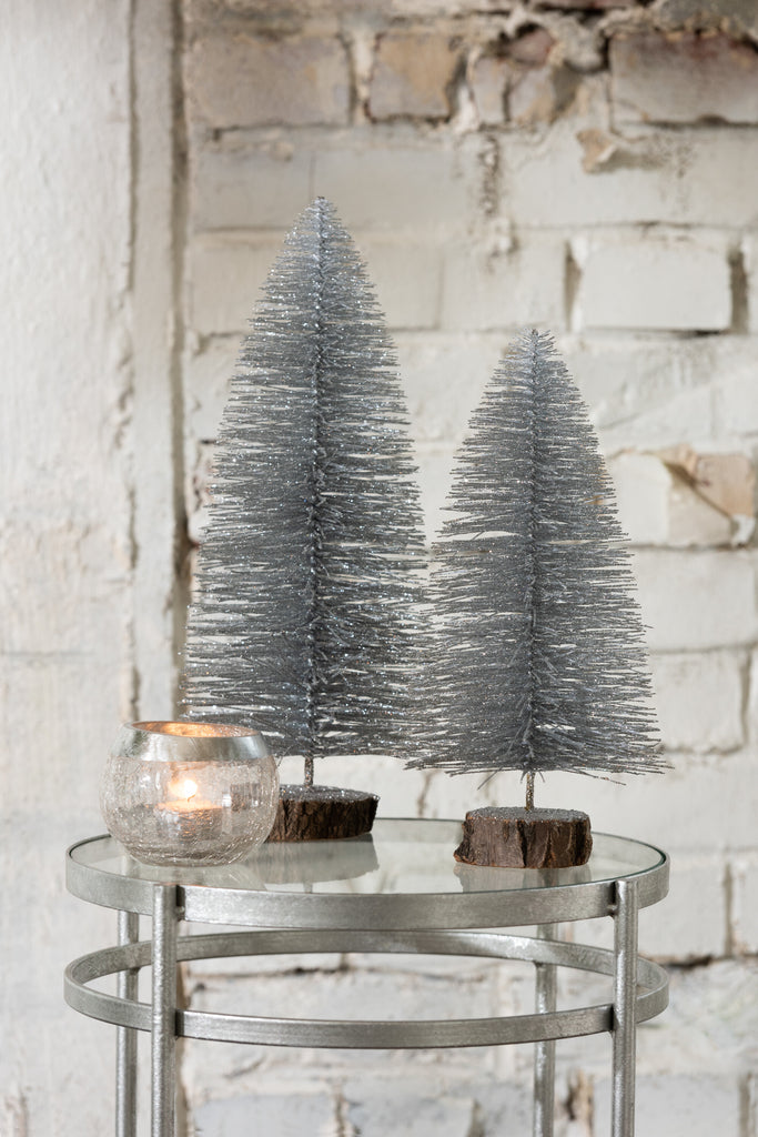 Kerstboom Deco Plastic Glitter Zilver Middelgroot