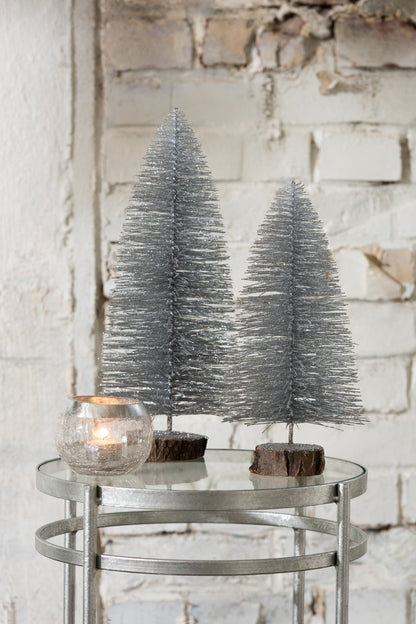 Kerstboom Deco Plastic Glitter Zilver Middelgroot