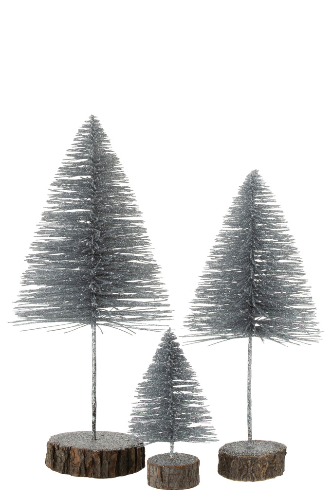 J-Line Christmas Tree Deco Glitter Silver Large