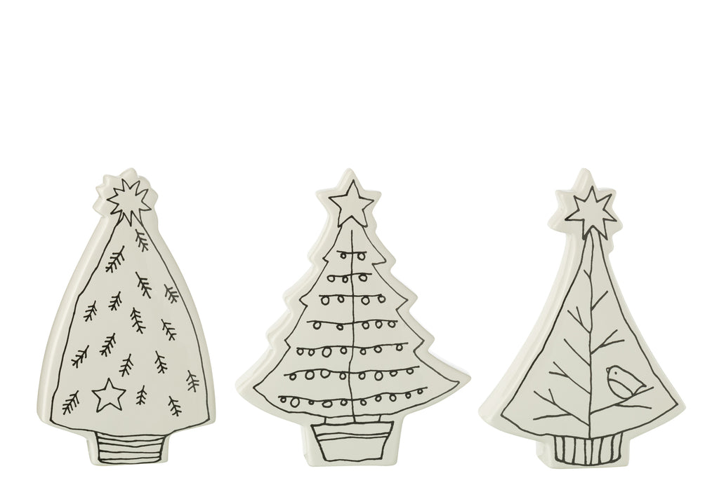 Kerstboom Dolomiet Wit/Zwart Assortiment Van 3