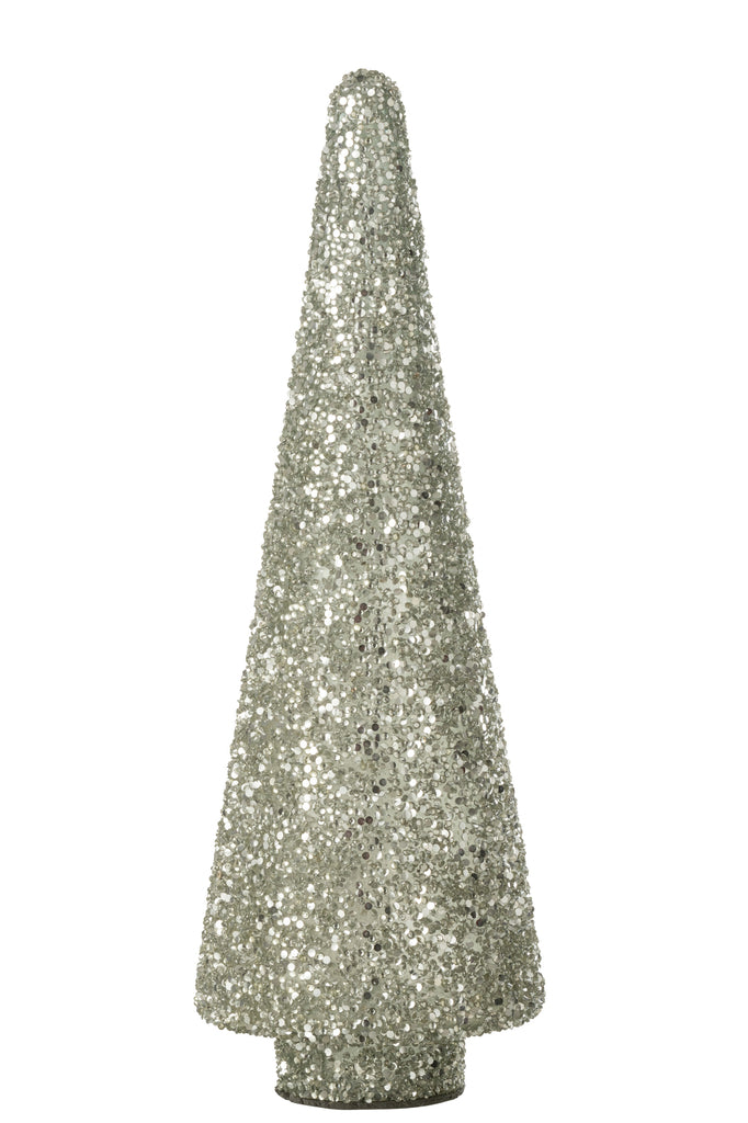 Kerstboom Glitter Glas Zilver Groot