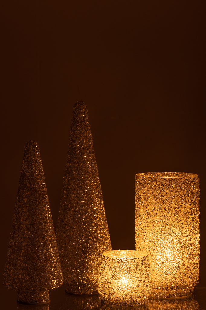 Kerstboom Glitter Glas Zilver Groot