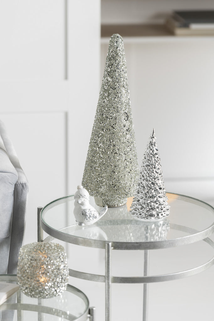 Kerstboom Glitter Glas Zilver Groot