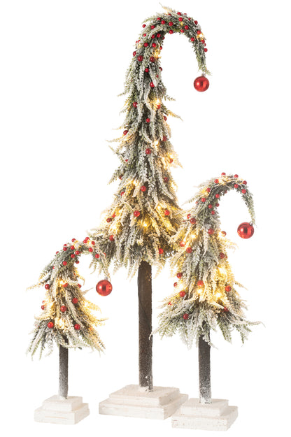 Kerstboomhoed + Led Kunstmatige Sneeuw Groen/Rood Groot