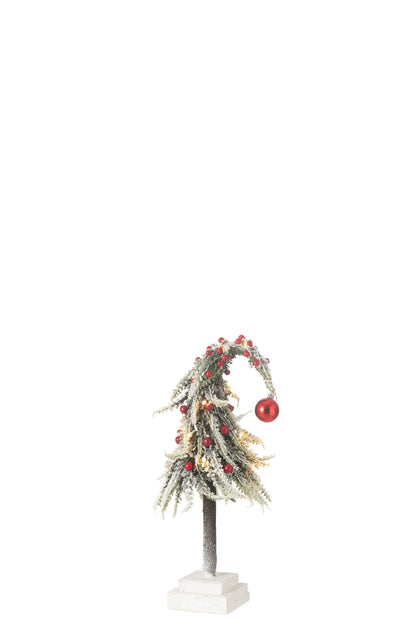 Kerstboomhoed + Led Kunstmatige Sneeuw Groen/Rood Klein