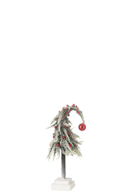 Kerstboomhoed + Led Kunstmatige Sneeuw Groen/Rood Klein