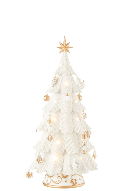 Kerstboom Led Ornamenten Hars Wit/Goud Klein