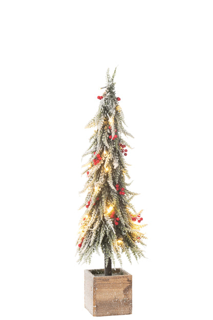 Kerstboom + Led Plastic Sneeuw Groen/Rood Groot