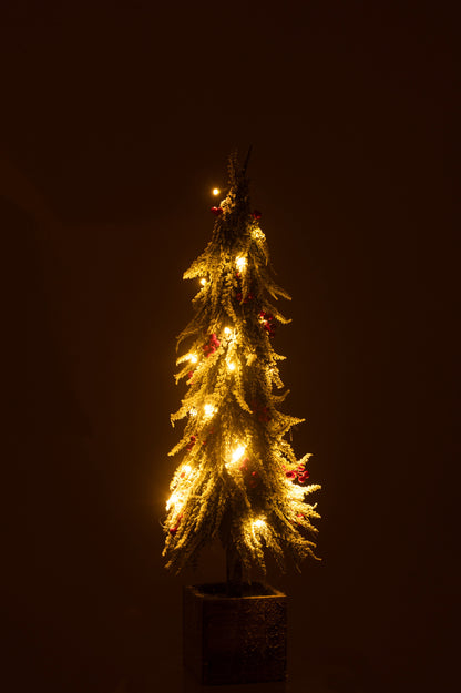 Kerstboom + Led Plastic Sneeuw Groen/Rood Groot