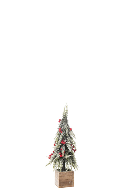 Kerstboom + Led Plastic Sneeuw Groen/Rood Klein