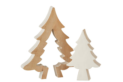 Kerstboom puzzel mangohout wit/wit gewassen groot