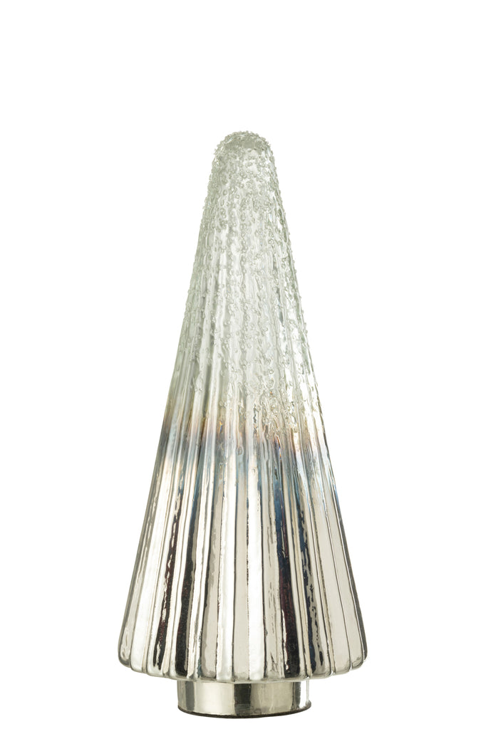 Kerstboom Geribbeld Glas Zilver/Transparant Groot