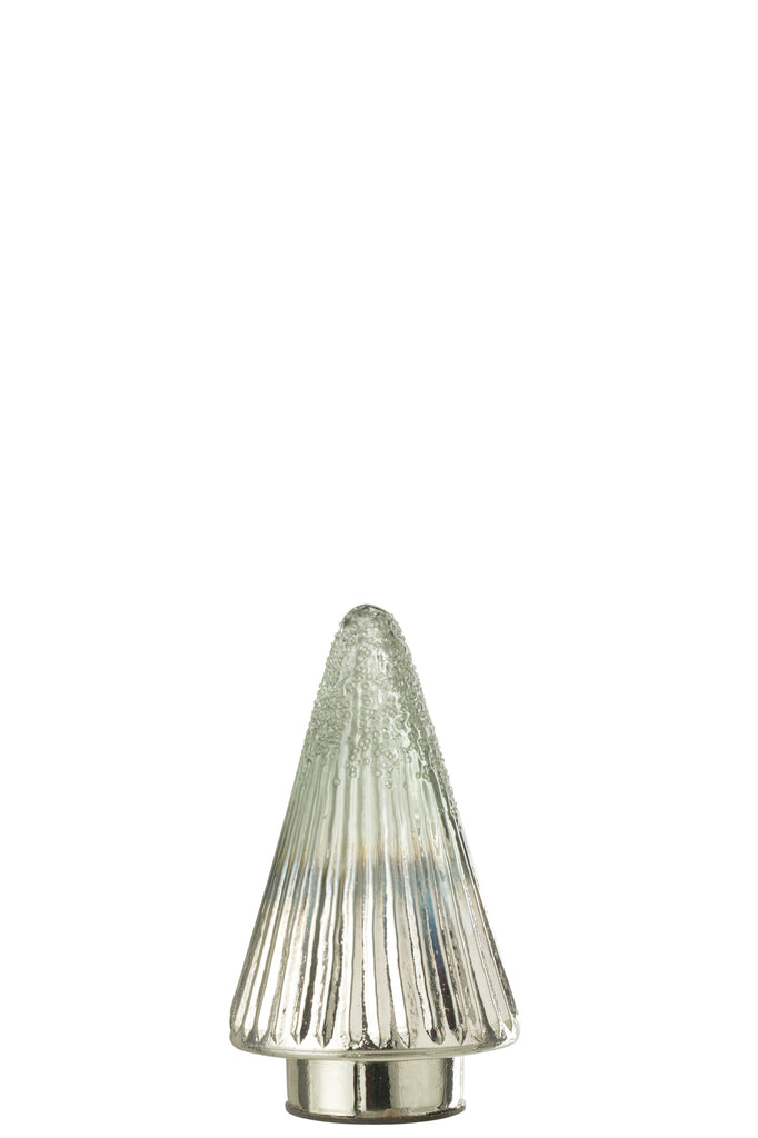 Kerstboom Geribbeld Glas Zilver/Transparant Klein