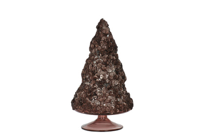 Kerstboom pailletten suiker mat donkerbruin groot