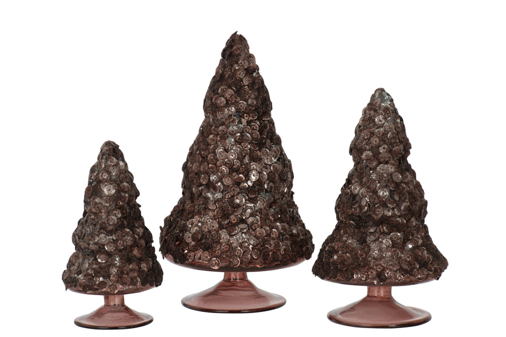 Kerstboom pailletten suiker mat donkerbruin groot
