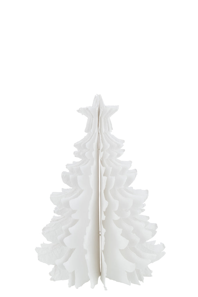 J-Line Christmas Tree With Star Cotton Mache White